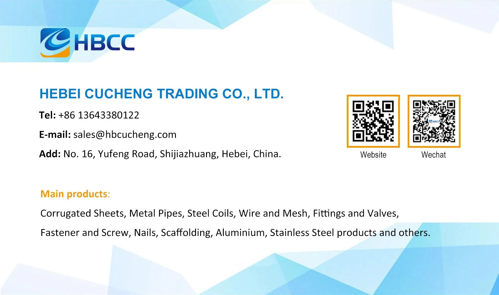 HB CUCHENG STEEL PRODUCTS SUPPLIER